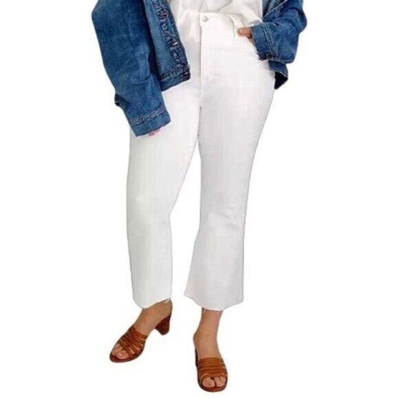 Madewell Cali Demi-Boot Cropped Jeans‎ in Pure White Raw-Hem Edition Capri pants - Picture 4 of 9